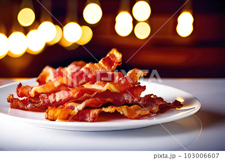 deep fried bacon on a dish, Generative AI deep fried bacon on a dish, Generative AI 103006607