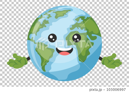 Happy cartoon earth planet character design for earth day, national pollution prevention day, world environment day. Concept of prevention against environmental pollution and care of our planet Happy cartoon earth planet character design for earth day, national pollution prevention day, world environment day. Concept of prevention against environmental pollution and care of our planet 103006997