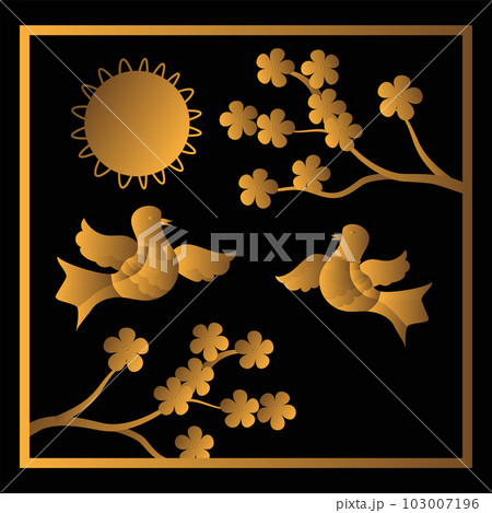 Card with flying birds on black background 103007196