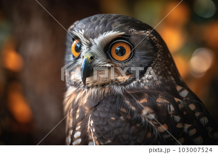 Image of an owl in the forest on natural background. Birds. Wildlife Animals. illustration. Generative AI. 103007524