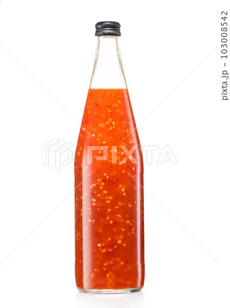 Bottle of chili sweet and sour chinese sauce on white background. Bottle of chili sweet and sour chinese sauce on white background. 103008542