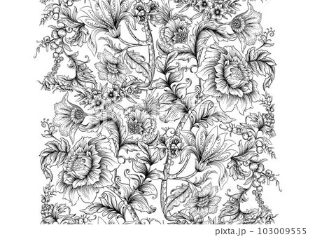 Fantasy flowers in art nouveau style, vintage, old, retro style. Fantasy flowers in art nouveau style, vintage, old, retro style. 103009555