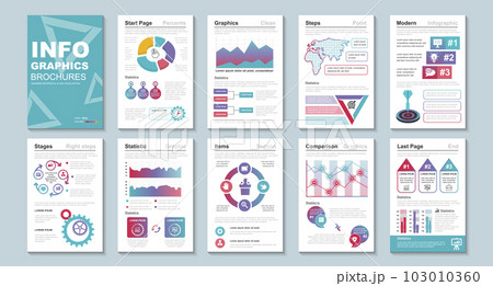 Infographic brochures data visualization vector design template. Can be used for info graphic, resume and cv, web, print, magazine, poster, flyer, brochure, annual report, marketing, advertising. 103010360