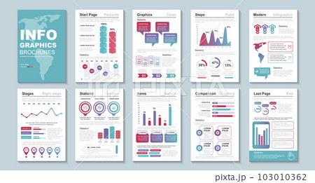 Infographic brochures data visualization vector design template. Can be used for info graphic, resume and cv, web, print, magazine, poster, flyer, brochure, annual report, marketing, advertising. 103010362