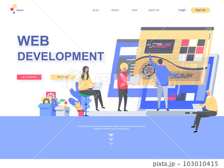 Web development flat landing page template 103010415