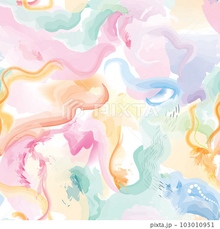 Abstract wavy lines. Beautiful seamless watercolored texture. Endless pattern in bright spring style. Flowing waves abstraction. Modern background for web site business graphics. 103010951