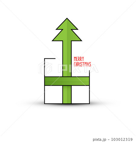 Christmas gift box with tree shaped green bow on white background - vector Christmas gift box with tree shaped green bow on white background - vector 103012319