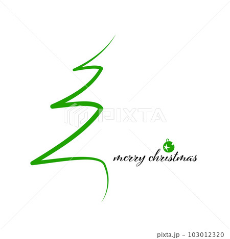 Xmas card with green tree symbol  and Merry christmas title isolated on white background 103012320