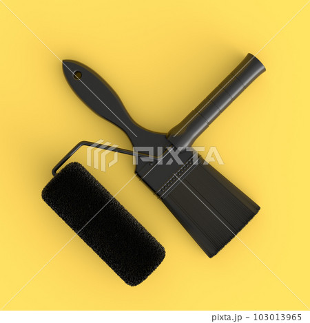 Set of paint rollers for renovating apartment on monochrome background. 103013965