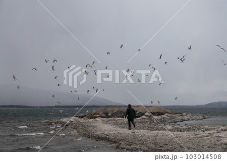 Armenia, lake Sevan, view from the mountain 103014508