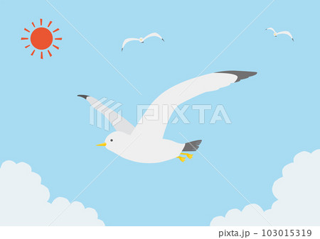 空を飛ぶカモメのイラスト_1 103015319