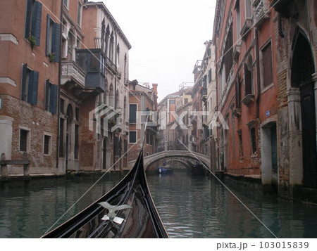 ベニスの運河　ゴンドラからの景色（イタリア） 103015839