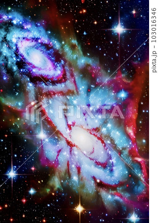 ギャラクシー　銀河　星空の背景素材　AI生成画像　縦位置 103016346