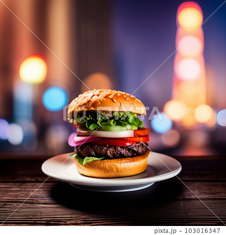 美味しそうなハンバーガー,Generative AI AI画像 美味しそうなハンバーガー,Generative AI AI画像 103016347