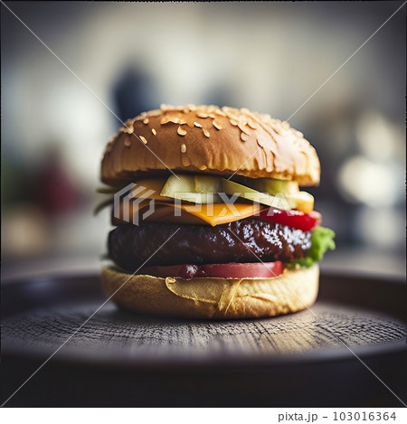 美味しそうなハンバーガー,Generative AI AI画像 103016364