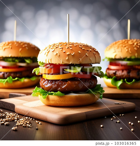 美味しそうなハンバーガー,Generative AI AI画像 103016365