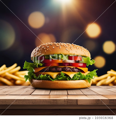 美味しそうなハンバーガー,Generative AI AI画像 103016368