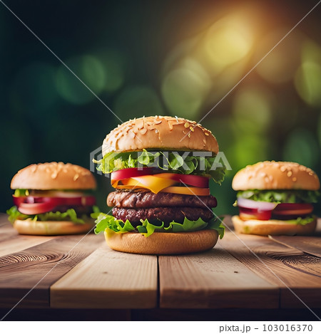 美味しそうなハンバーガー,Generative AI AI画像 103016370