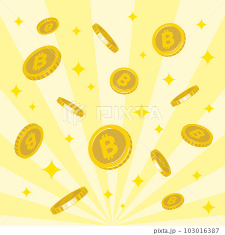ビットコインとキラキラを散りばめた集中線の背景 103016387