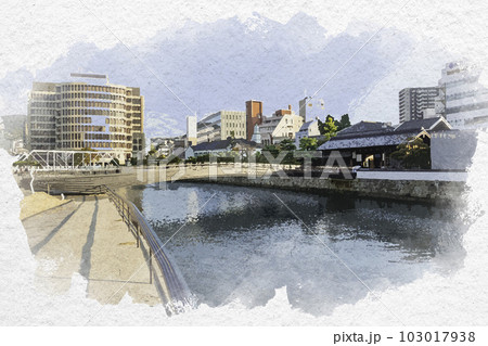 水彩画風 長崎 出島表門橋 長崎県長崎市 水彩画風 長崎 出島表門橋 長崎県長崎市 103017938