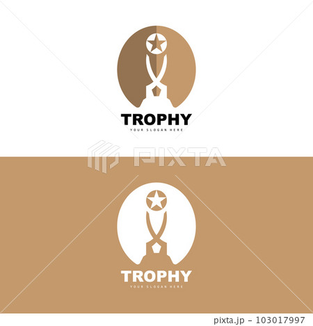 Championship Trophy Logo, Champion Award Winner Trophy Design, Vector Icon Template 103017997
