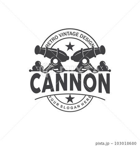 Cannon Logo, Elegant Simple Design Retro Vintage Style, War Artillery Vector, Illustration Symbol Icon Cannon Logo, Elegant Simple Design Retro Vintage Style, War Artillery Vector, Illustration Symbol Icon 103018680