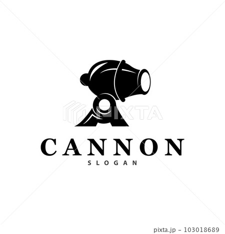 Cannon Logo, Elegant Simple Design Retro Vintage Style, War Artillery Vector, Illustration Symbol Icon Cannon Logo, Elegant Simple Design Retro Vintage Style, War Artillery Vector, Illustration Symbol Icon 103018689