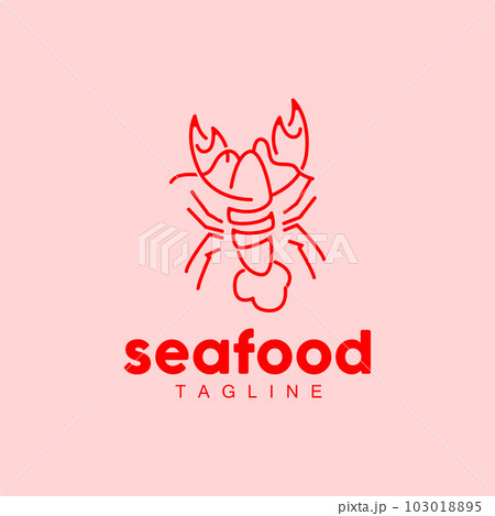 Lobster Logo, Simple Minimalist Design,Shrimp Seafood Food Vector, Illustration Symbol Icon 103018895
