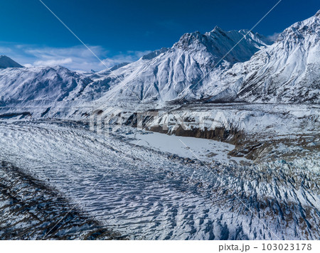 Aerial view of high altitude glacier mountains, China Aerial view of high altitude glacier mountains, China 103023178
