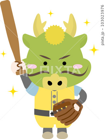 野球をプレーする辰年のかわいい龍のイラスト 103023976