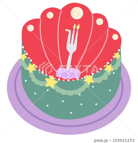 Cute mermaid cake Perfect party celebration hand drawn illustration 103025253