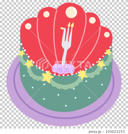 Cute mermaid cake Perfect party celebration hand drawn illustration 103025253