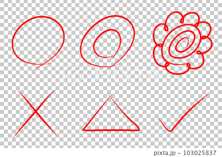 Set illustrations of Maru, Hanamaru, Batsu, Triangle, etc. 103025837