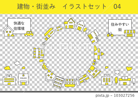 Building/cityscape illustration set 04 circle 103027256