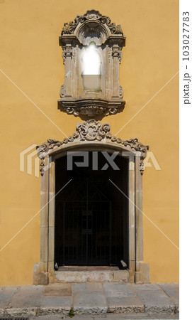 entrance to a small church. Selective focus entrance to a small church. Selective focus 103027783