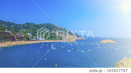 Boats in the bay of Tossa de Mar, Catalonia, Costa Brava, Spain 103027787