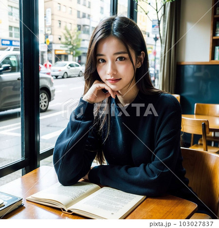 AI生成美女・カフェで勉強 AI生成美女・カフェで勉強 103027837