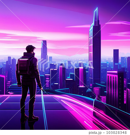 未来都市で働く人間,Generative AI AI画像 未来都市で働く人間,Generative AI AI画像 103028348