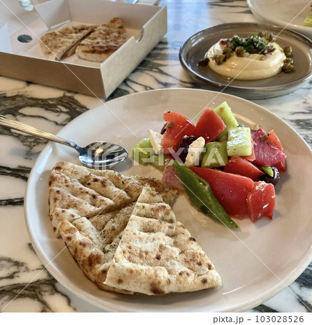 おしゃれなギリシャ料理　ピタブレッド　グリークサラダ　 103028526