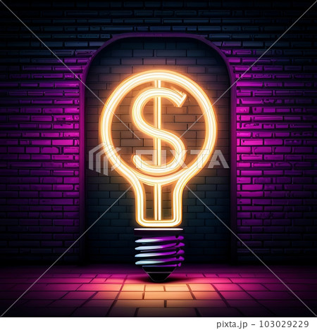 電球とドルのマーク,Generative AI AI画像 103029229
