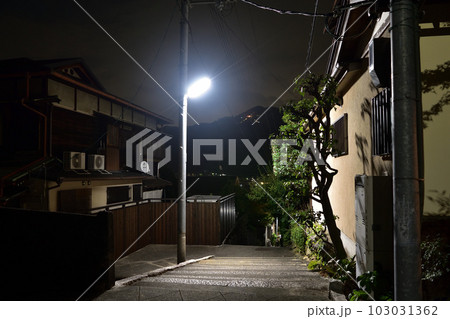 京都の街と大文字の送り火 103031362