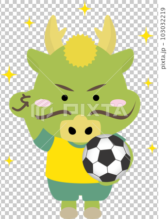 龍年踢球可愛龍插畫 龍年踢球可愛龍插畫 103032219