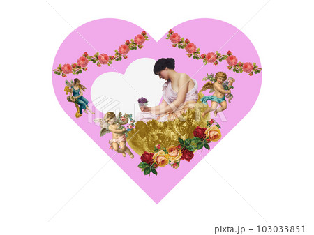女性と天使のハートビンテージパッケージデザイン 女性と天使のハートビンテージパッケージデザイン 103033851