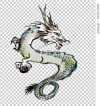 龍の手描き線画イラスト 色付きのイラスト素材 [103033860] - PIXTA