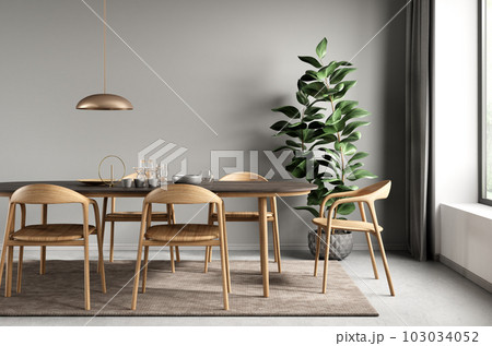 Interior design of modern dining room. 3d rendering Interior design of modern dining room. 3d rendering 103034052
