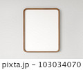 Wooden blank frame on the white wall, interior background. 3d rendering 103034070