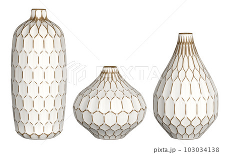 Set of beautifully crafted wooden table or floor vases. Traditional home decor and accents. Home decorative accessories. Isolated interior object. 3d rendering Set of beautifully crafted wooden table or floor vases. Traditional home decor and accents. Home decorative accessories. Isolated interior object. 3d rendering 103034138