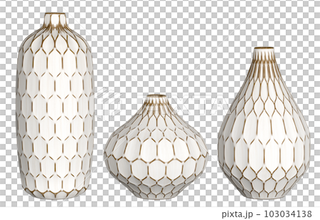 Set of beautifully crafted wooden table or floor vases. Traditional home decor and accents. Home decorative accessories. Isolated interior object. 3d rendering Set of beautifully crafted wooden table or floor vases. Traditional home decor and accents. Home decorative accessories. Isolated interior object. 3d rendering 103034138