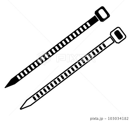 cable ties icon. outline logo of building materials. cutout silhouette cable tie sign. flat style.  103034182