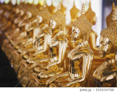Golden Buddha Statue in temple Religion Asia culture Travel Golden Buddha Statue in temple Religion Asia culture Travel 103034786